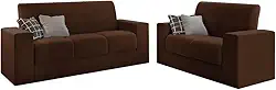 Conjunto de Sofá 2 e 3 Lugares Leon Veludo Marrom