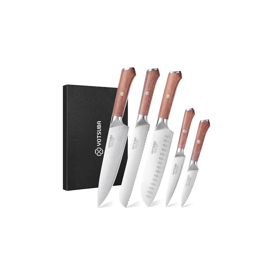YOTSUBA 5PCS Kitchen Knives Set,Kitchen Knife Set,German High Carbon Stainless Steel Ultra Chef Knife Sets with Ergonomic Handle for Chopping Vegetable and Cooking