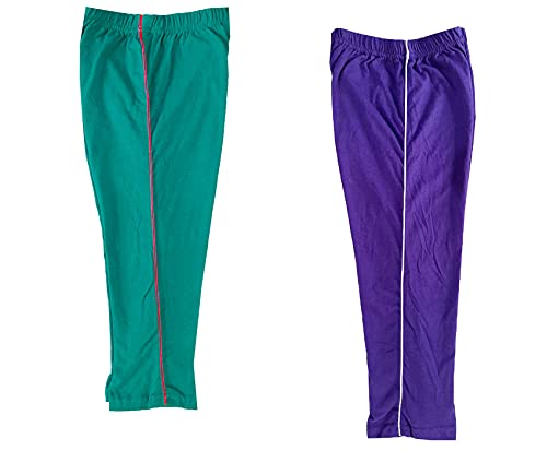 Image of indi weaves Girls Cotton Solid Capri 3 /4th Leggings (Pack of 2)