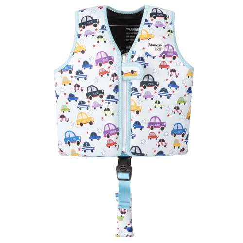 BEEWAY Swim Vest for Kids - Adjustable Buoyancy Float Jacket with Strap/Security Buckle Swimming Training Aid for Boys, Girls and Toddlers Ages 1-8 Years
