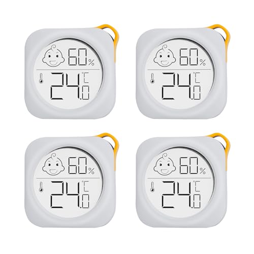 4 Stück - OPPERD Hygrometer & Raumthermometer - Kleiner Digitaler Luftfeuchtigkeitsmesser mit Präzisem Thermometer innen, Praktischer...