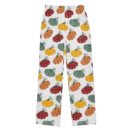 Colorful Pumpkins Boys Long Pants Soft Trousers Elastic Waist Kids Lounge Bottoms with Pockets S-XL