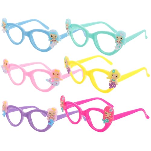 GARVALON Gafas Divertidas Lentes Diseño Sirena 6 Piezas Surtidas Accesorios para Fotos y Fiestas Infantiles Suministros para Eventos y Cumpleaños