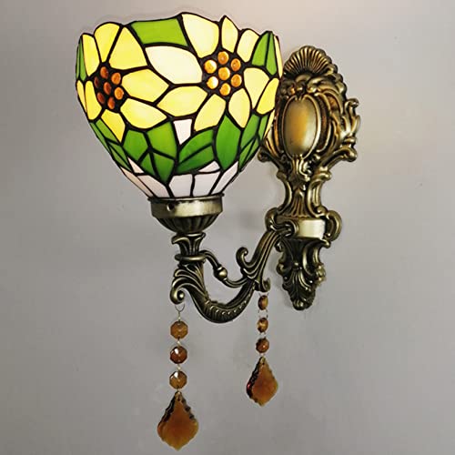 Style en verre coloré d'éclair mural 6 pouces CFWSHJ luminaire tournesol retro