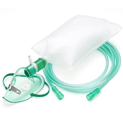 OX-MASK Masque d'oxygène avec Reservoir, tube 200 cm, masque adulte avec armatures