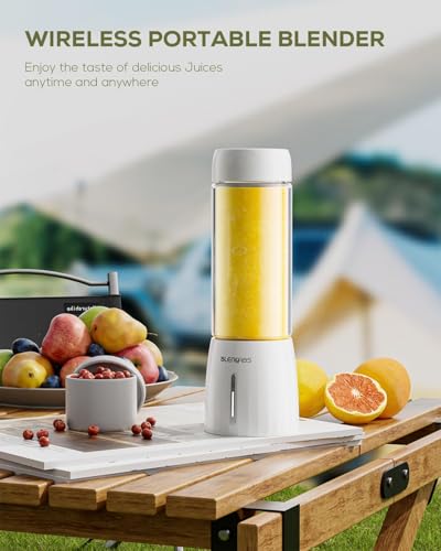 Image of Popbabies Portable blender for smoothie and juices, 6 Sharp Blade Ice Crushing, blender smoothie juice, Pulse Mode Feature, 4000mAh, USB Waterproof Charging Port, Food Grade Jar, 450ML (White)