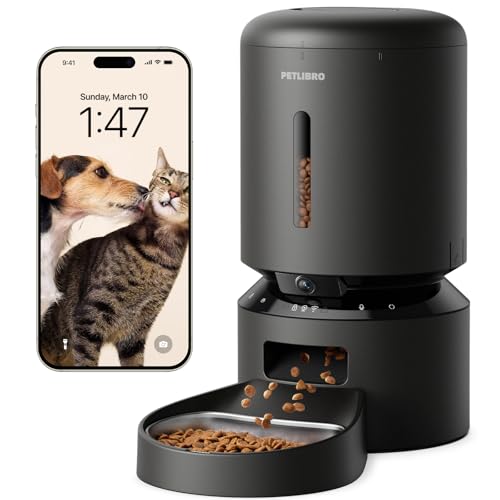 PETLIBRO Automatic Cat Feeder with Camera, 1080P HD Video with Night Vision, 5G WiFi Pet Feeder with 2-Way Audio, Low Food & Blockage Sensor, Motion & Sound Alerts for Cat & Dog Single Tray