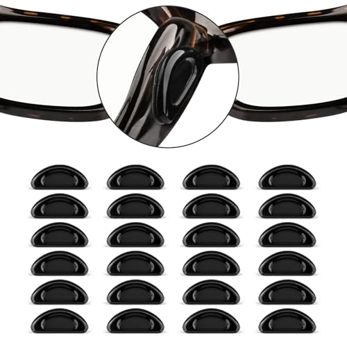 12 Pairs Silicone Nose Pads for Glasses, Push-in Glasses Nose Pads Silicone, Glasses Nose Pads, Fits Regular, Sunglasses, and Reading Glasses, Includes Screwdrive (Black+Clear)