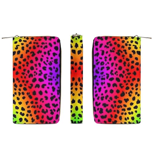 Women's Cute Decor Wallet, Long PU Zipper Wallet, Travel Purse Fashion Design, Huge Storage Capacity Purse Hot Pink Purple Cheetah Leopard Print3