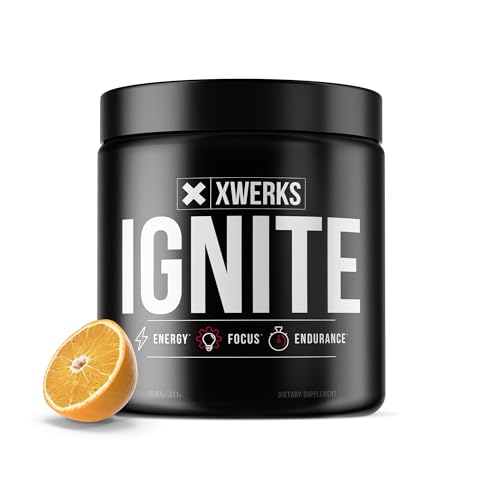 Xwerks Ignite Pre Workout Powder for Men and Women Natural Preworkout Energy Drink Powder Gluten Free Keto Formula for Endurance Stamina and Workout Focus 150 mg Caffeine 30 Servings Orange