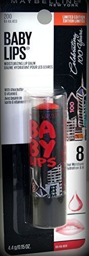 Maybelline Baby Lips 100 Year Anniversary Limited Edition Moisturizing Lip Balm ~ # 200 Ra Ra Red ~ .15 oz (Quantity 1)