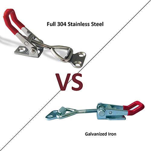 Image of 2pcs Toggle Latch Clamp 4001, Adjustable 304 Stainless Steel Pull Hasp Latches, Quick Release Hand Tool Toggle Clamp for Smoker Lid Jig,Case Trunk,Door,220Lbs Holding Capacity