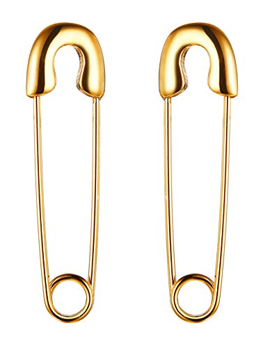 Gold Plated Stainless Steel Stylish Cartilage Earrings Punk Goth Safety Pin Earrings