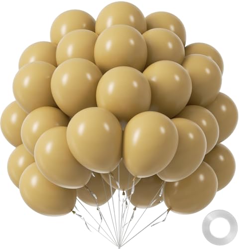 Image of Tan Balloons 12 inch, Light Brown Latex 50pcs Party Balloons | Boho, Wedding, Baby Shower, Birthday Party Decorations