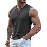 Sdeycui Fashion Sleeveless Tank for Men Business Solid Color Tshirts V Neck Baggy Comfy Casual Workout T-Shirts Dark Gray
