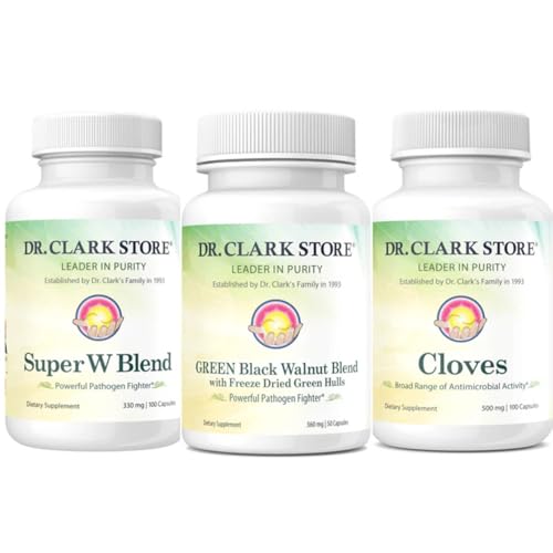 Dr Clark Store Intestine Support & Cleanse Kit - with Freeze-Dried Green Black Walnut Hulls, Wormwood, and Cloves-Helps Maintain Optimum Intestinal Function