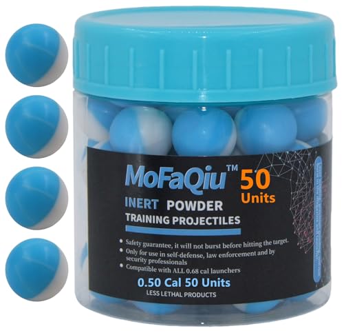 MoFaQiu.50 Cal Inert Ball,Fracture Groove Design,Laser Welding,for Training Paintball,Pepper Practice Balls, Pepper Training Ball, Compatible All .50 Cal Pepper Ball launchers (50 Count)