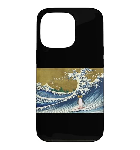 Retro Vintage Surfing A Great Wave Macaroni Penguin Lover �X�}�z�P�[�X iPhone 13 Pro �p