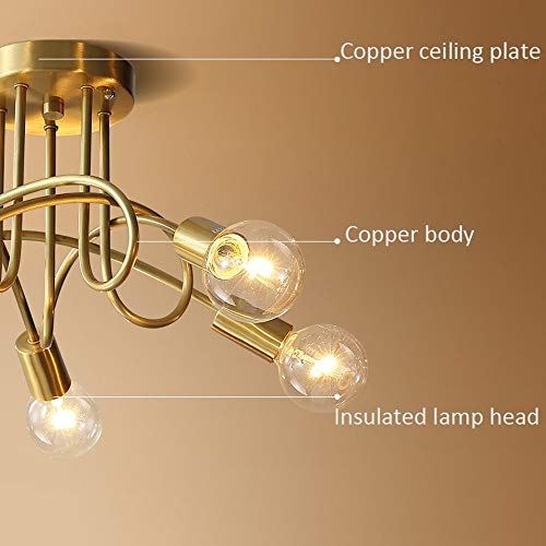 Lámpara de techo LED de 5 luces de latón con casquillo E27 para salón 2