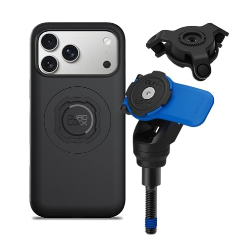 Image of Quad Lock Handlebar Clamp Motorcycle Phone Mount with Vibration Dampener and MAG Phone Case for iPhone 17 Pro Max