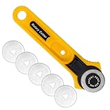 Bestgle 28mm Rotary Cutter with 5 Pcs Blades, Round Rotary Fabric Cutter Patchwork Roller Wheel Rotary Knife for Leather Fabric Cloth Tailor Cutting