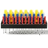 kenaeooe 30 Pcs Screwdriver Organizer, Heavy Duty Black Metal Wall Mount Storage Rack with 32 Holes for Tools, Hand Tool Holder for Garage, Workshop, Home and Shed, 16.57 Inch