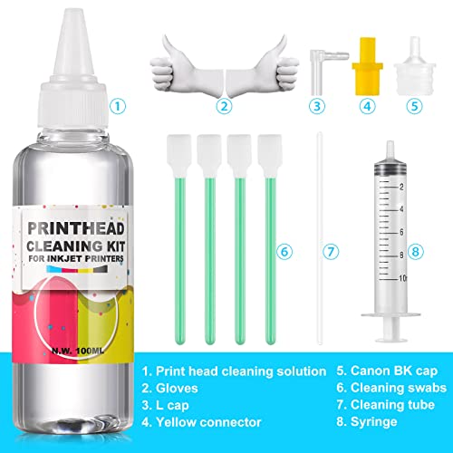 Poschink Printhead Cleaning Kit, Printer Head Nozzle Cleaning Kit, Print Head Cleaner Solution for EPSON Ecotank ET-2760 ET-2720 ET-15000 / HP OfficeJet pro 8600 8610 8620 / Canon MX922 MX920 etc. - Thumbnail 5