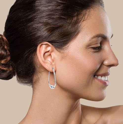 Hoops & Loops 925 Sterling Silver Bead Ball Hoop Earrings,18mm & 30mm Dangle Drop Beaded Earrings for Women2