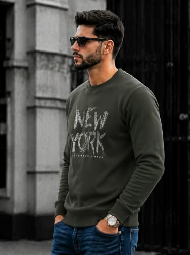 Image of Mack Jonney Men's Printed Fleece Sweatshirt|Full Sleeve Round Neck Winter Sweatshirt for Casual Wear|Travel|Gym & Everyday Style-mj-62