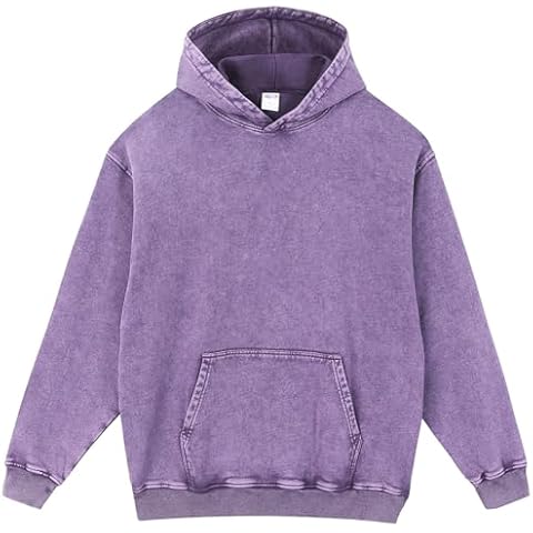 Chaos World Mens Hoodie Oversized Acid Wash Hoodies Vintage Distressed Pullover Sweatshirts Streetwear(XX-Large,Purple) Cover