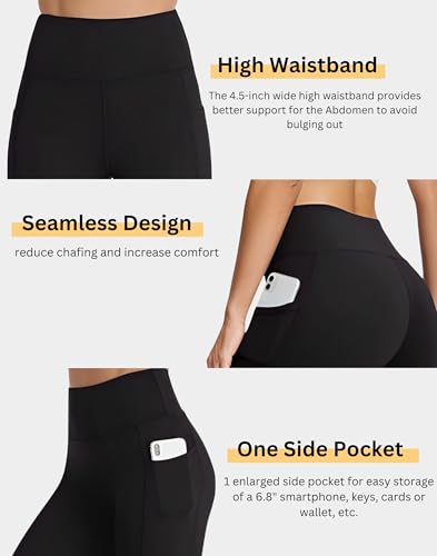 Image of Women's Polyester Stretchable Gym Shorts with Side Pockets High Waist Slim Fit Above Knee Length Activewear Tights Gym Fitness Cycling Running Yoga Shorts for Women