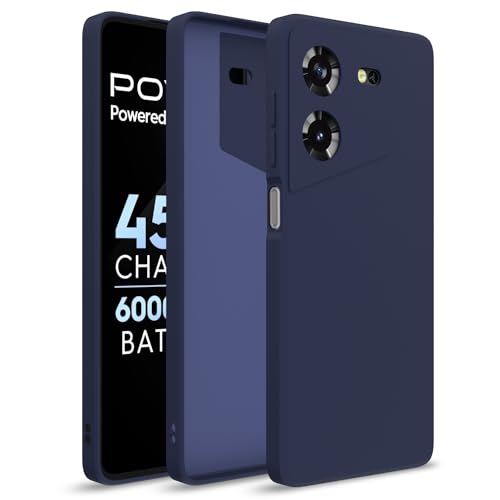 Image of Outlouders Back Cover for Techno Pova 5 / Techno Pova 5 Pro 5G | Camera Protection | Durable Soft Matte Silicone Bumper Case (Blue)