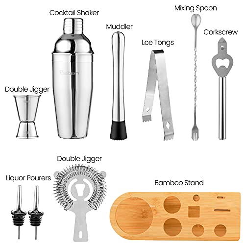 Baban Cocktail Shaker Set Bartender Kit with Stand, Stainless Steel 750ml Martini Shaker Set for Alcoholic Mixed Drink, Barware Tool Set for Beginner, Birthday Alcohol Gift Set for Him Men & Women - Thumbnail 6