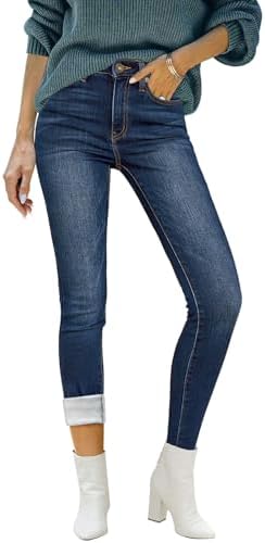 luvamia Stretchy Jeans for Women Fleece Lined Jeans Jeggings for Women High Waist Tummy Control Women