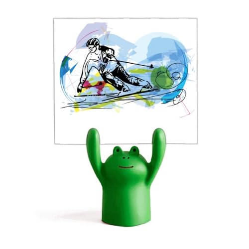 Porte-photo grenouille de ski déco de bureau dynamique pour passionnés de glisse
