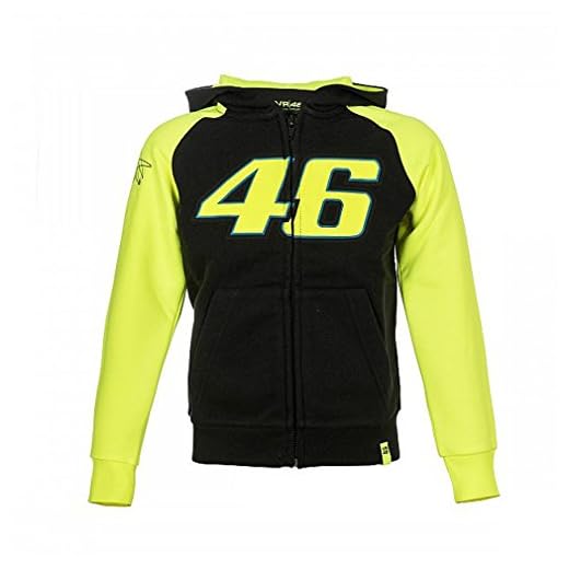 Valentino Rossi Vrkfl308304005 huvtröja med dragkedja, svart, 6–7 år 75 cm/29 tum bröst