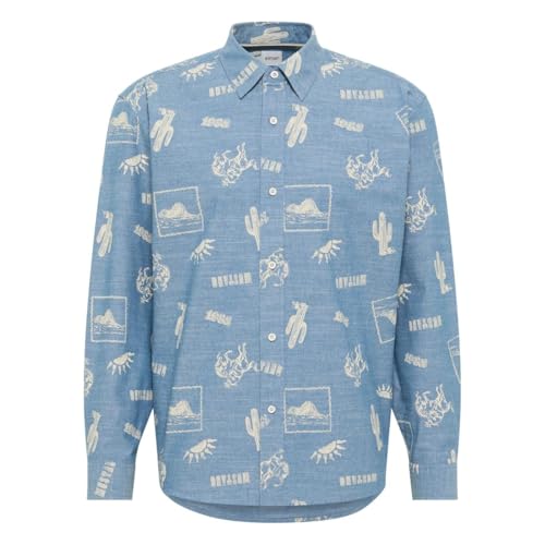 Chemise Mustand Style Elmore pour homme en coton bleu