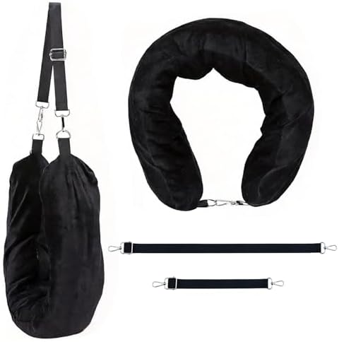 Travel Pillow with Hood Soft Velvet with Clothes, Adjustable Neck...