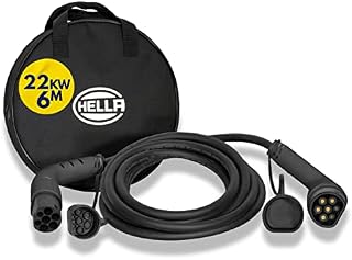 HELLA 8KE 358 255-051 typ 2 kabel do ładowania do samochodów elektrycznych EV i hybrydowych typu plug-in - tryb 3-22 KW - 32 A - trójfazowy - 6 metrów - czarny