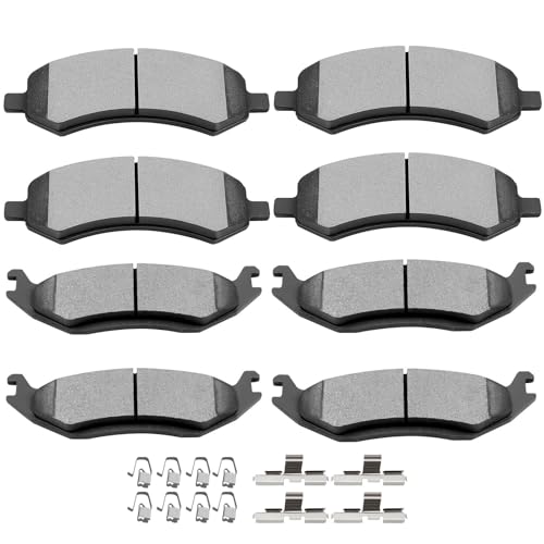 SCITOO Front Ceramic Rear Semi-Metal Brake Pads Sets Fit for 2007-2009 for Dodge for Durango,2006-2010 for Dodge for Ram 1500,2011-2014 for Ram 1500