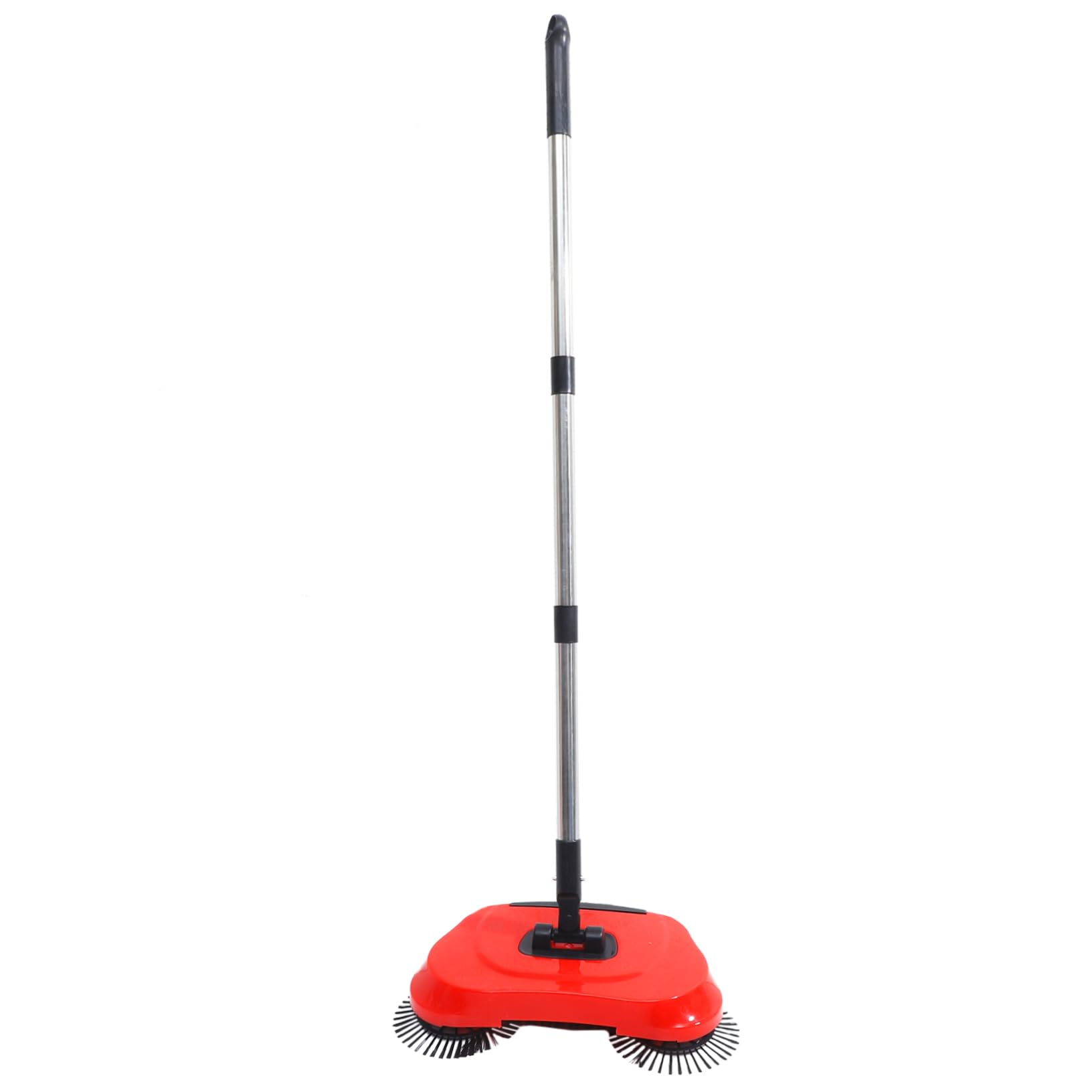 Luxshiny Multi Function Hand Sweeper Broom with Dustpan and Trash Bin Rotating Floor Cleaning Mop for Hard Floors Handle Design Red
