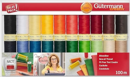 Image of Gutermann 734610-1 Thread Set Sew-All 100 m x 20 reels, Multicoloured