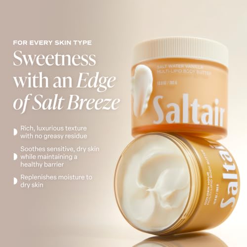 Image of Saltair Multi-Lipid Body Butter | Salt Water Vanilla Cream | 10 oz | Creamy texture with conditioning ingredients for lasting hydration and a soft comfortable finish