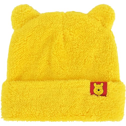 Image of Disney Winnie The Pooh Beanie Hat, Winter Knit Cap with 3D Ears, Yellow