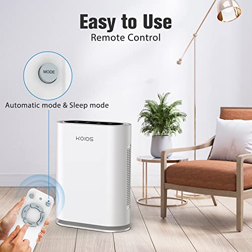 Koios Home Air Purifier For Large Room Up To 2100 Sq.ft, Upgraded H13 True Hepa Filter, Uv Light, Ionic Air Cleaner With Air Quality Sensors, Odor, Mold, Bacteria Air Filter With Remote, Sleep Mode #TOP6