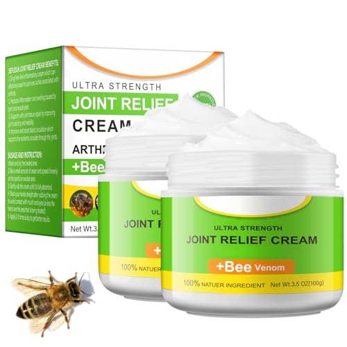 2PCS Bee Venom Joint Relief Cream Arth-ritis (200ml), Bee Venom Cream for Joint Pain Relief & Muscle Pain Relief, Bee Venom Gel for Legs, Neck, Back, Hands & Feet, Vegan Massage Cream for Athletes