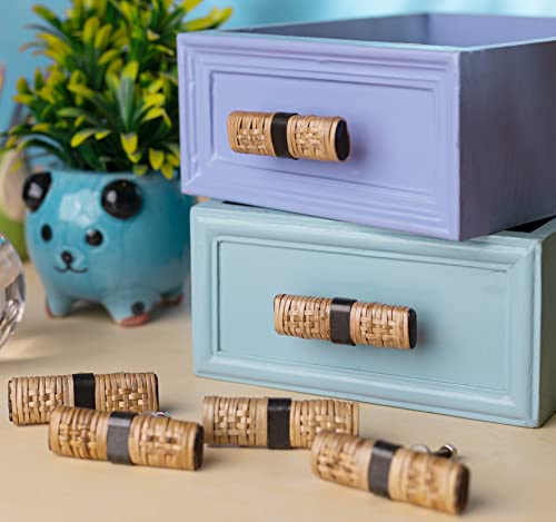 6 Natural Rattan Cabinets Knobs And 2 Rattan Door Pulls - Boho Knobs And Handles - Wicker Knobs - Wood Handle - Dresser Knobs - Wooden Cabinet Handles #TOP1