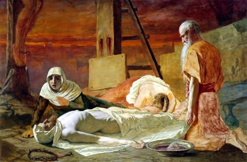 Cuadro el Descendimiento de la Cruz de Vasily Perov, pintura al óleo SERENDIPITP, 60x90cm