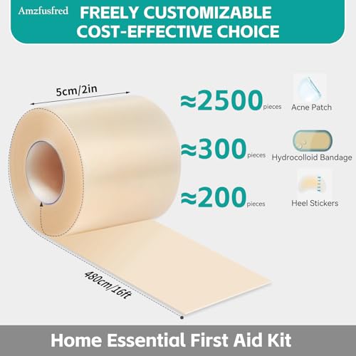 New Version Hydrocolloid Roll,2in*16ft Hydrocolloid Bandages for Wound Care,Medical-Grade Hydrocolloid Patch Bandages with Self-Adhesive, Flexible & Waterproof DIY Size & Shape (16FT)