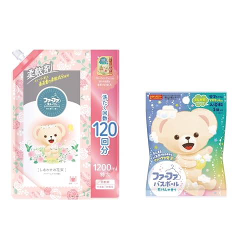 ファーファ ストーリー 柔軟剤 しあわせの花束 詰替用 1200ml フラワームスクの香り + バスボール 75g せっけんの香り マスコット入り